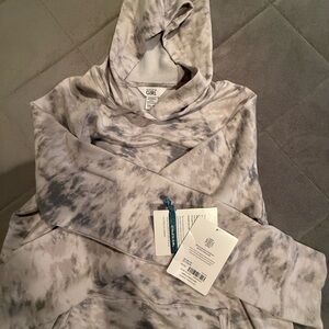 Athleta Gray and White Tie-Dye Hoodie